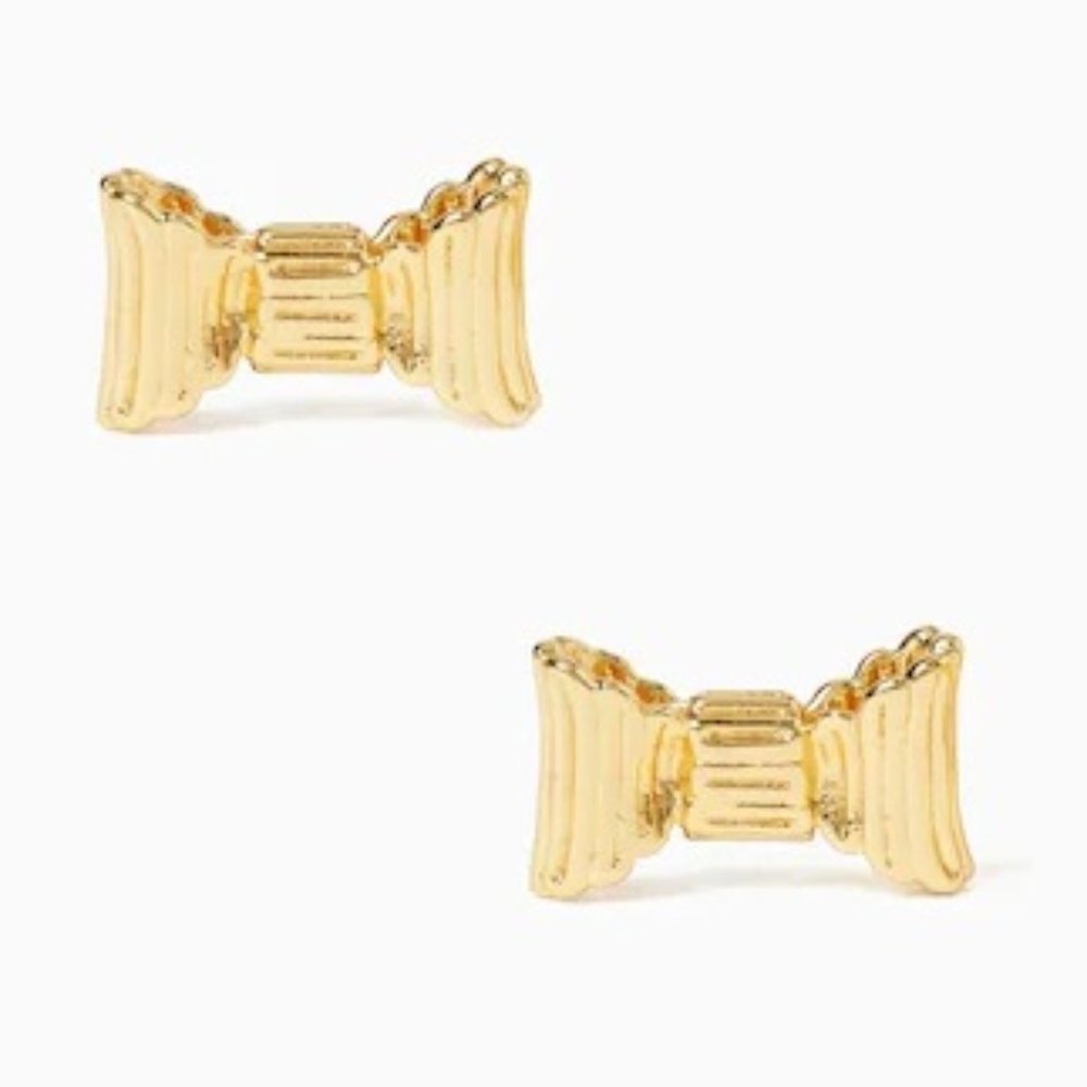 ♠️ Kate Spade ♠️️ "All Wrapped Up" Gold Bow Studs - Picture 4 of 7